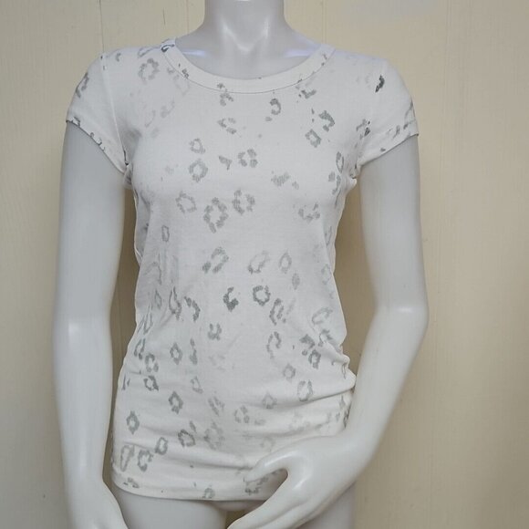 Dolce & Gabbana Distressed Leopard T Shirt Womens Sz S White Stretch Cotton Rib - Picture 10 of 11
